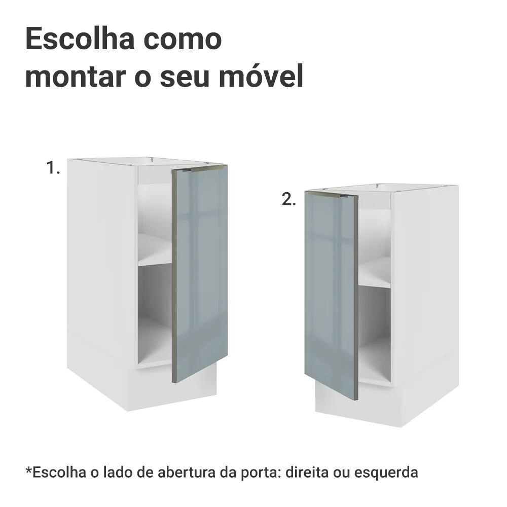 Balcão de Cozinha 35 x 60 cm 1 Porta (Sem Tampo) Branco/Cinza Lux Madesa - Image 5