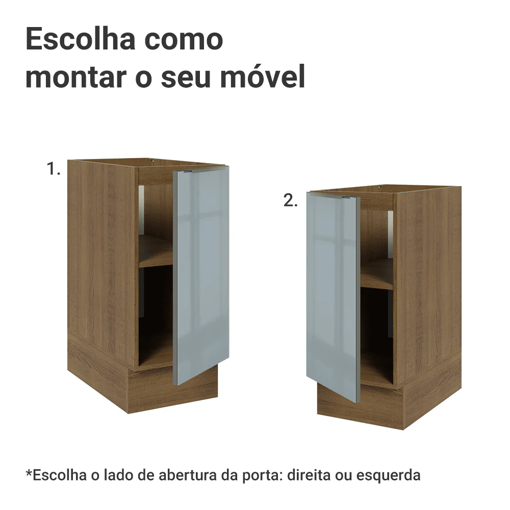 Balcão de Cozinha 35 x 60 cm 1 Porta (Sem Tampo) Rustic/Cinza Lux Madesa - Image 5
