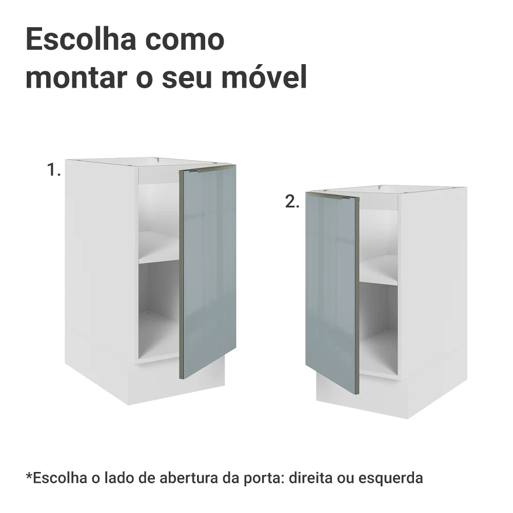 Balcão de Cozinha 40 x 60 cm 1 Porta (Sem Tampo) Branco/Cinza Lux Madesa - Image 5