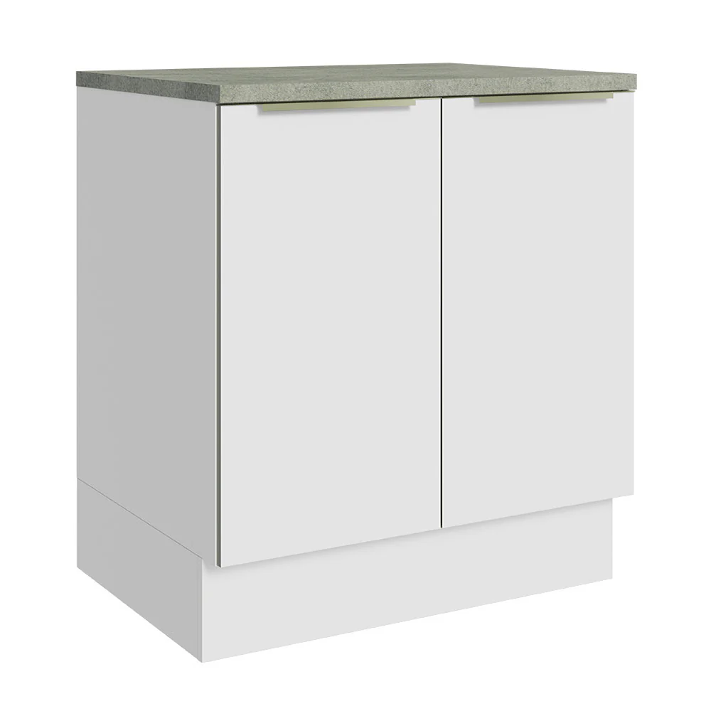 Balcão de Cozinha 70 x 60 cm 2 Portas (Com Tampo) Branco/Branco Veludo Lux Madesa