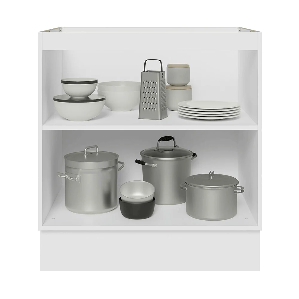 Balcão de Cozinha 70 x 60 cm 2 Portas (Sem Tampo) Branco/Branco Veludo Lux Madesa - Image 4