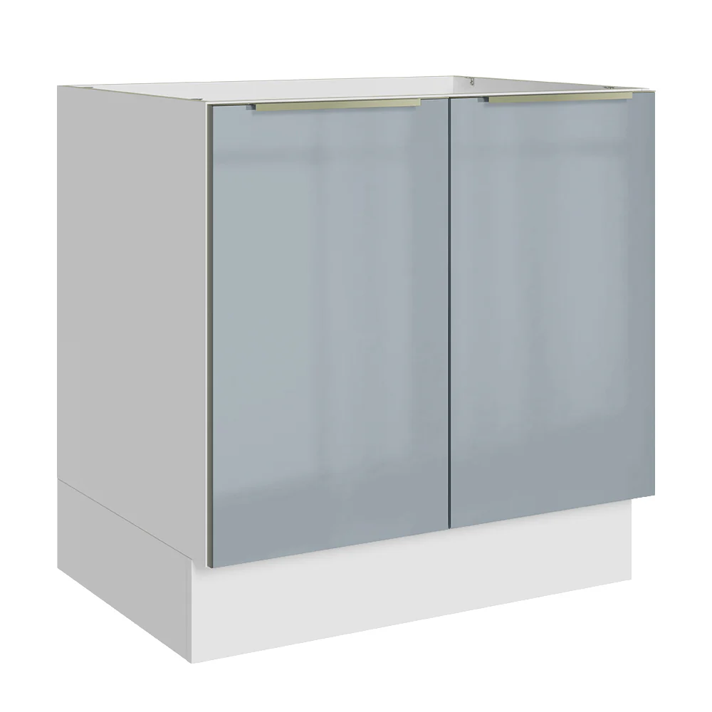 Balcão de Cozinha 80 x 60 cm 2 Portas (Sem Tampo) Branco/Cinza Lux Madesa