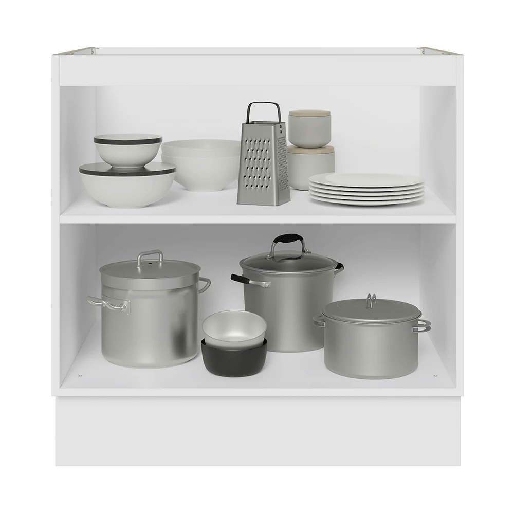 Balcão de Cozinha 80 x 60 cm 2 Portas (Sem Tampo) Branco/Preto Lux Madesa - Image 4