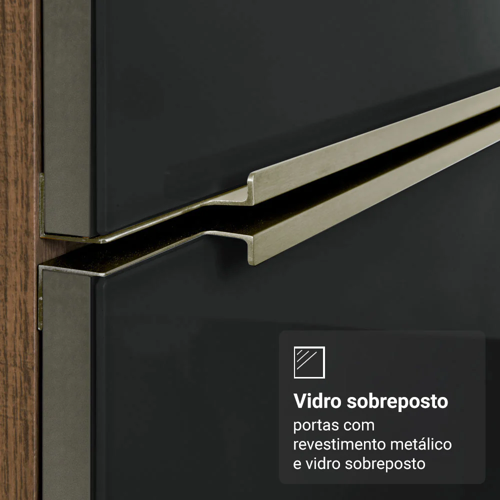 Balcão de Cozinha 80 x 60 cm 2 Portas (Sem Tampo) Rustic/Preto Lux Madesa - Image 7