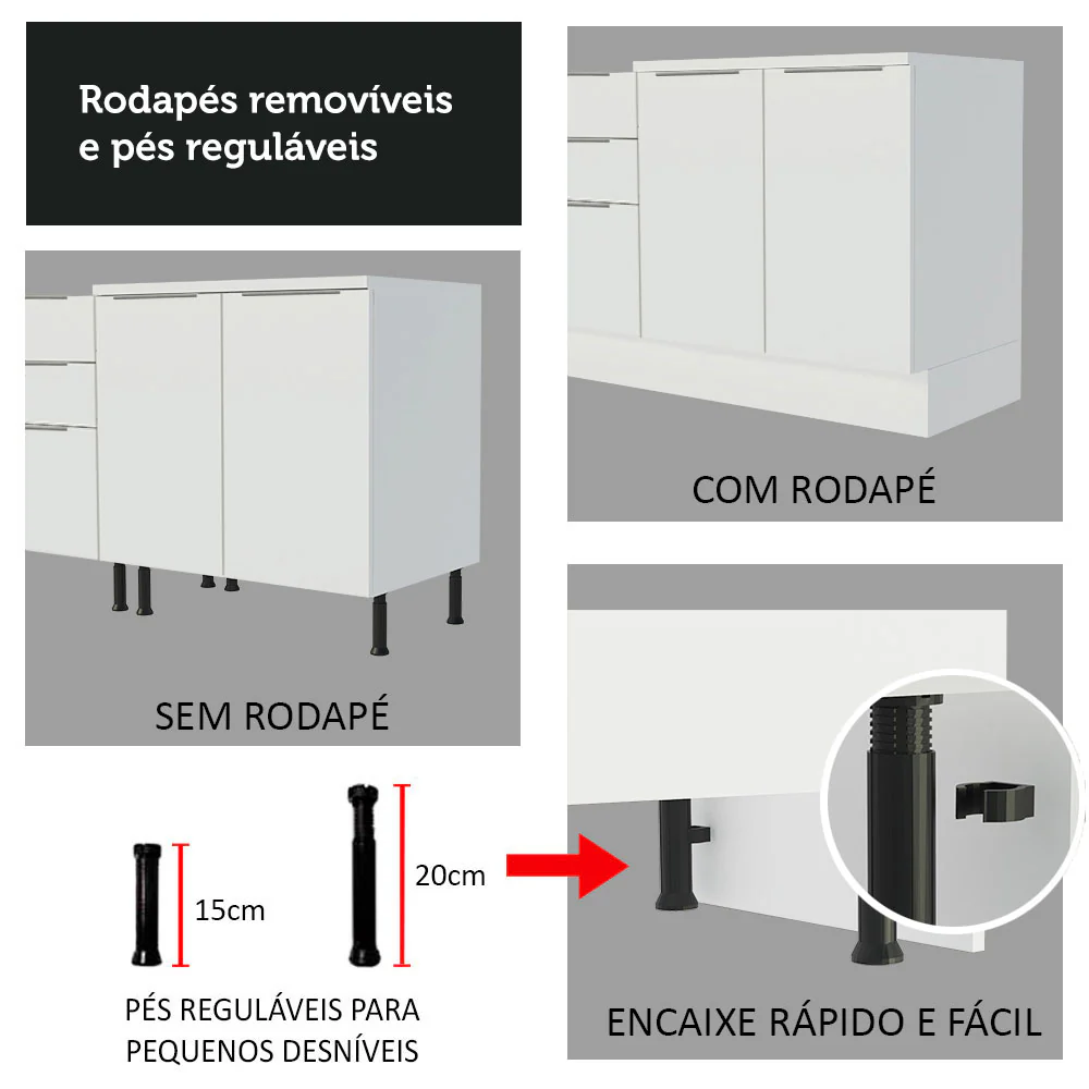 Balcão Madesa Stella 40 x 60 cm 3 Gavetas (Com Tampo) Branco - Image 7