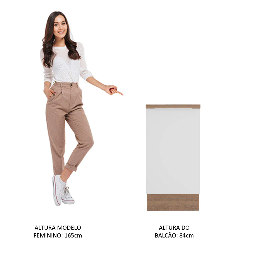 Balcão Madesa Stella 40 cm 1 Porta Rustic/Branco - Image 5