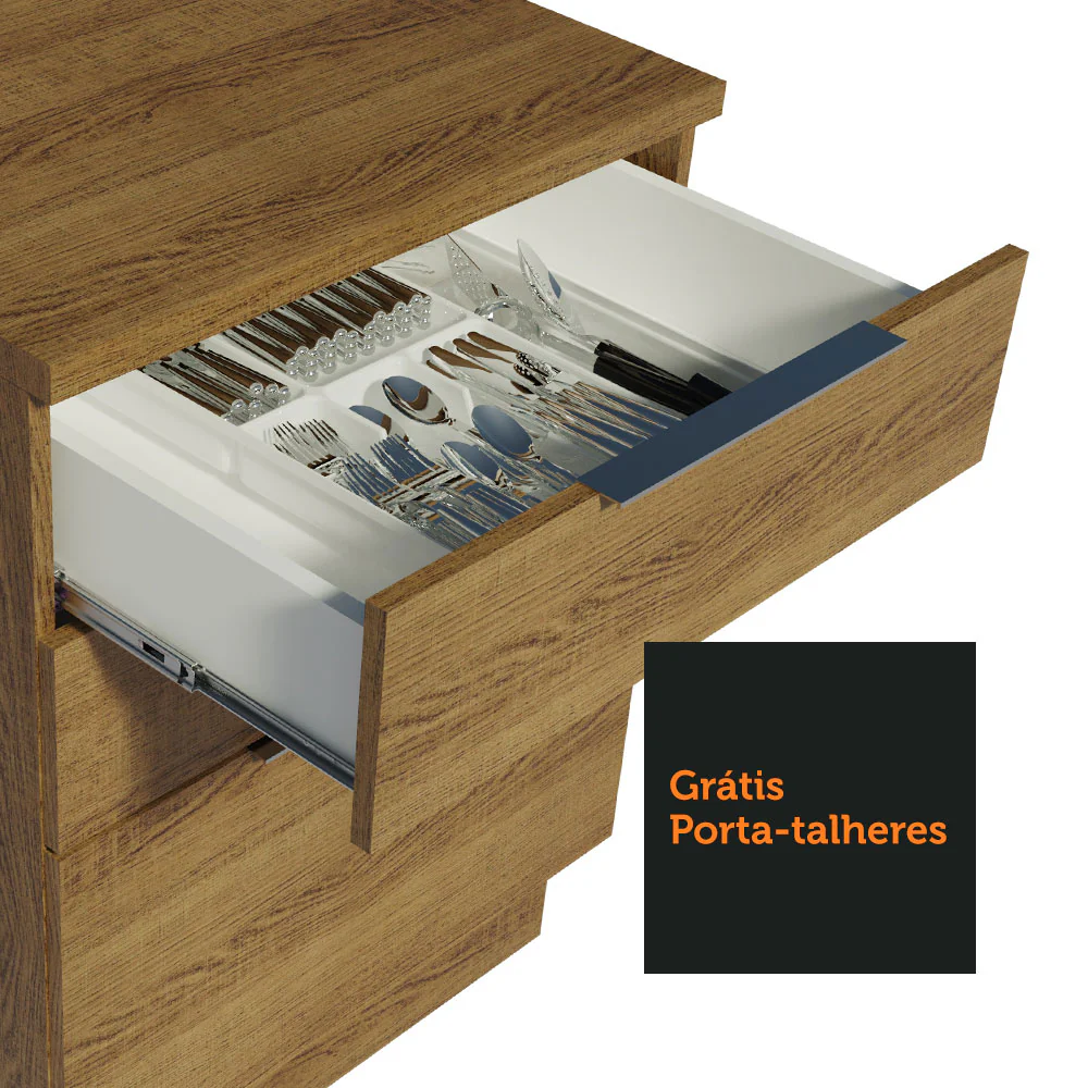 Balcão Madesa Stella 60 x 60 cm 3 Gavetas (Com Tampo) Rustic - Image 6