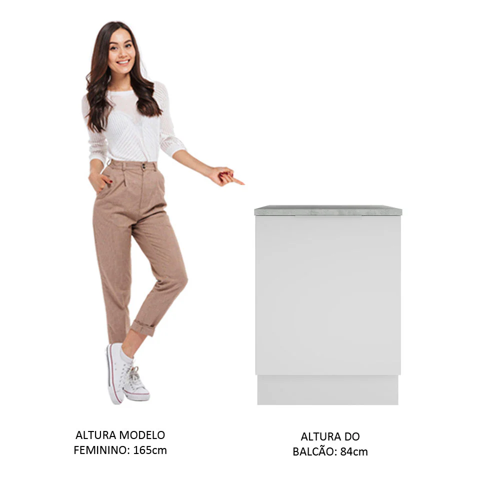 Balcão Madesa Stella 60 cm 1 Porta Branco - Image 5