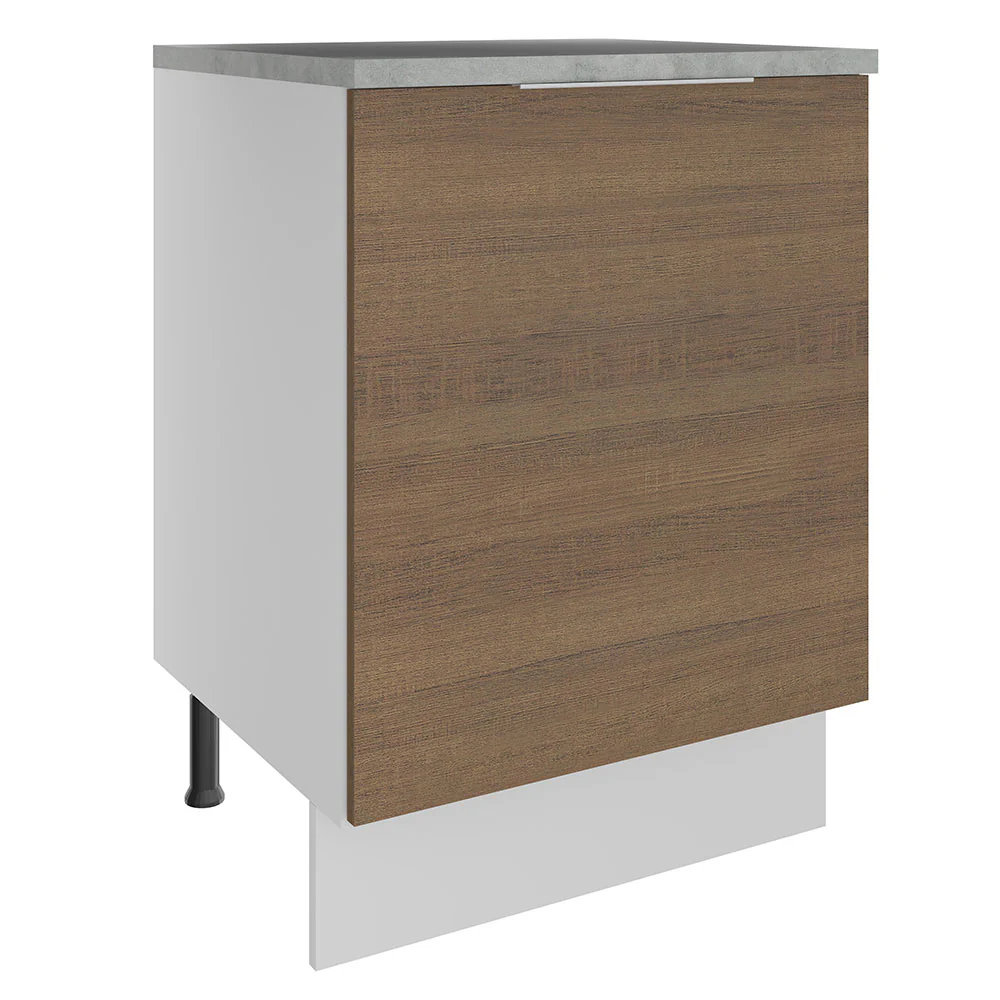 Balcão Madesa Stella 60 cm 1 Porta Branco/Rustic