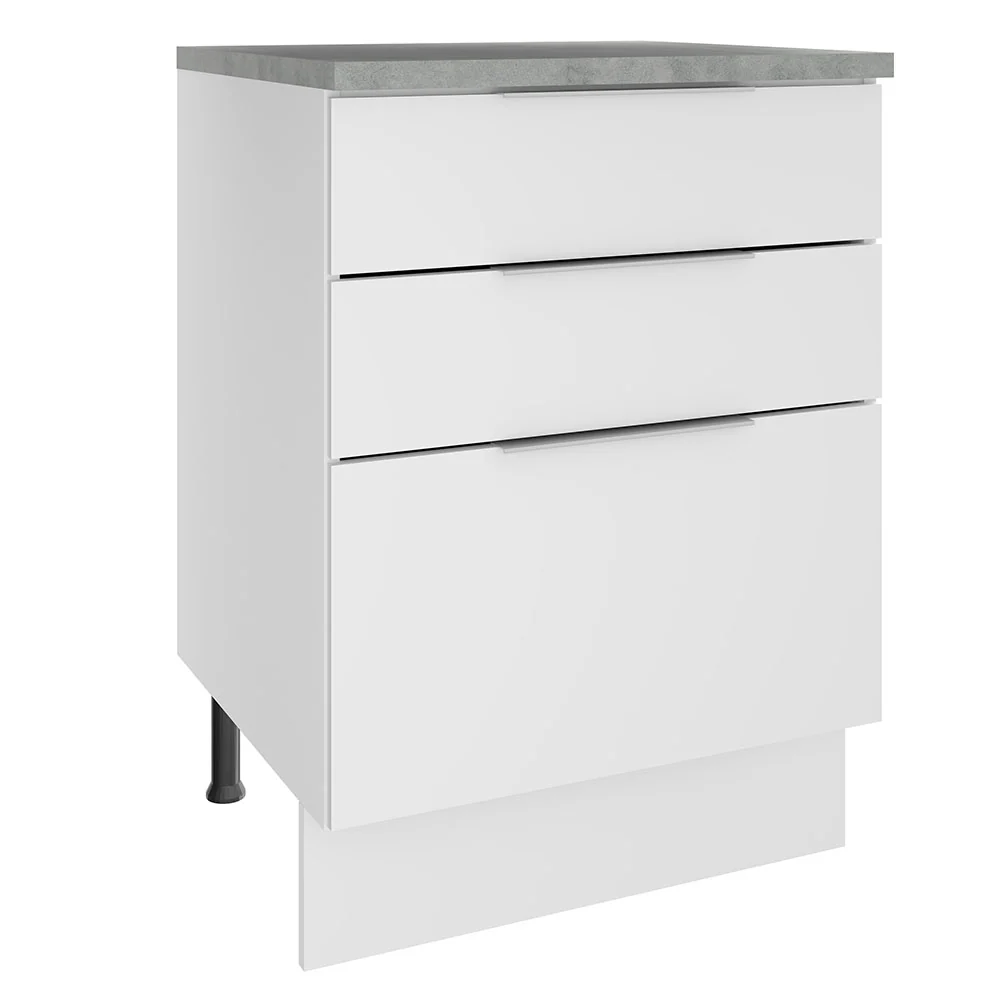 Balcão Madesa Stella 60 cm 3 Gavetas Branco