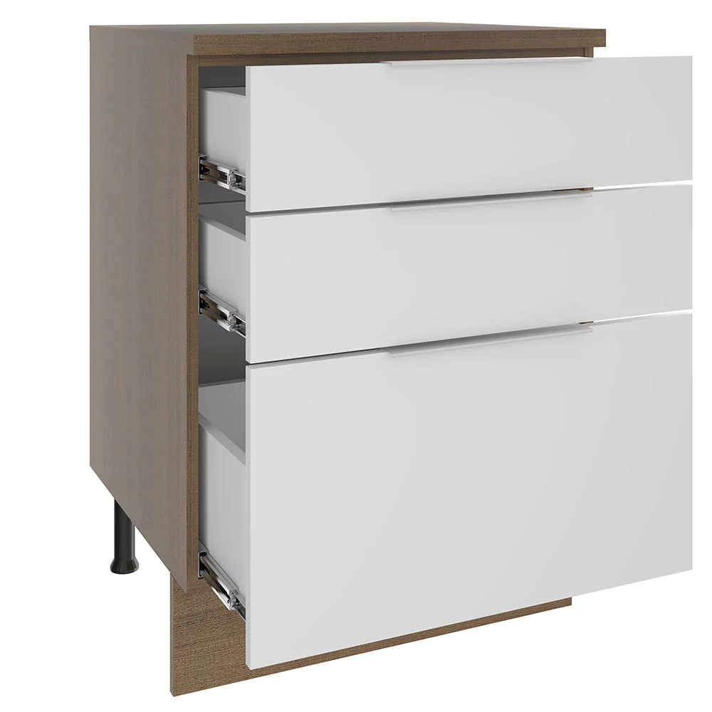 Balcão Madesa Stella 60 cm 3 Gavetas Rustic/Branco - Image 3
