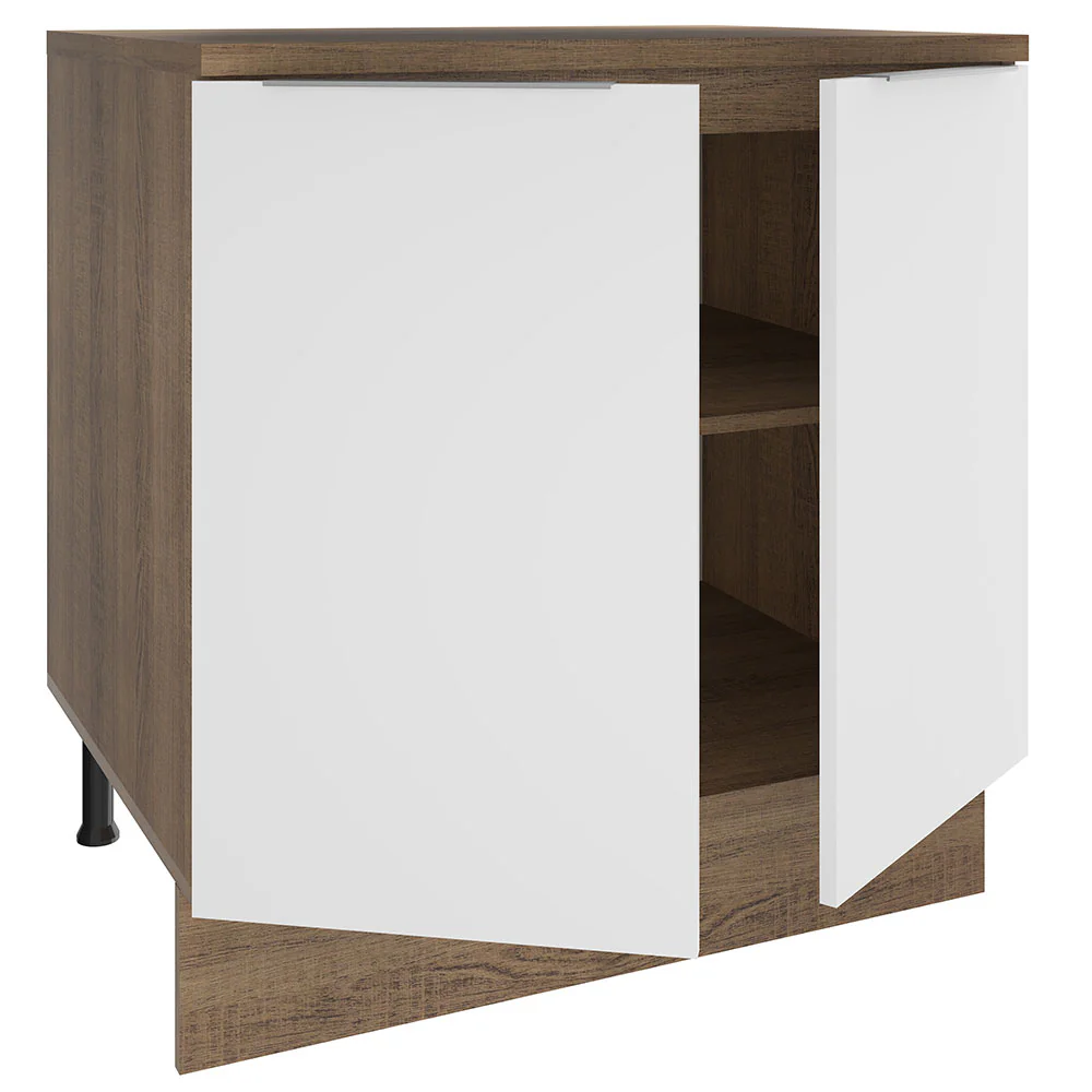 Balcão Madesa Stella 80 x 60 cm 2 Portas (Com Tampo) Rustic/Branco - Image 4