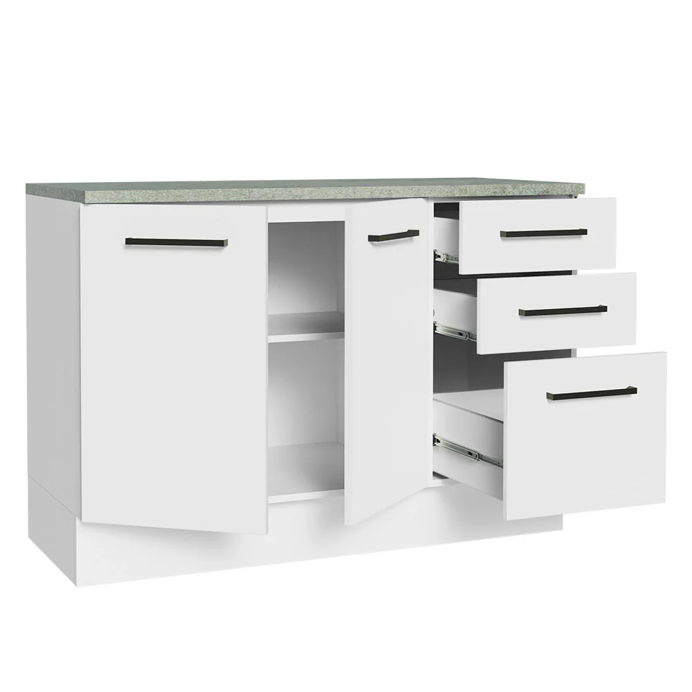 Balcão Multiuso 120cm 2 Portas 3 Gavetas Branco Agata Madesa - Image 5