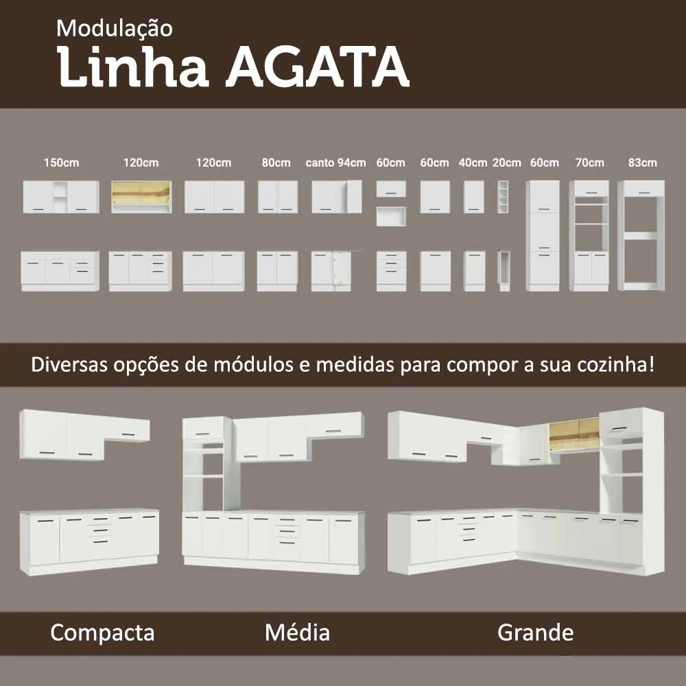 Balcão Multiuso 80cm 2 Portas Branco Agata Madesa - Image 8
