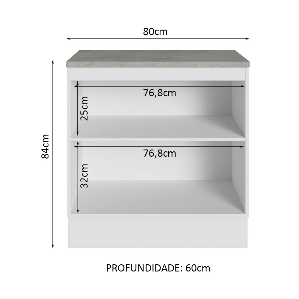 Balcão Multiuso 80cm 2 Portas Branco/Cinza Agata Madesa - Image 4