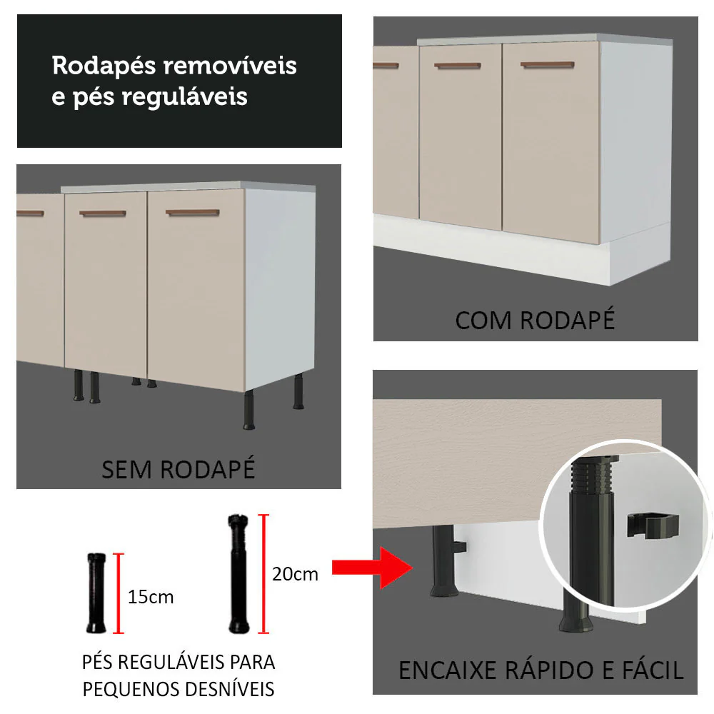 Balcão Multiuso 80cm 2 Portas Branco/Crema Agata Madesa - Image 7