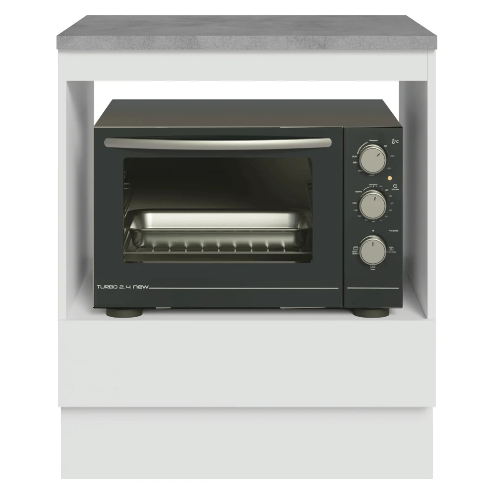 Balcão para Forno/Micro-ondas 70 x 60 cm 1 Gaveta (Com Tampo) Branco Madesa - Image 7