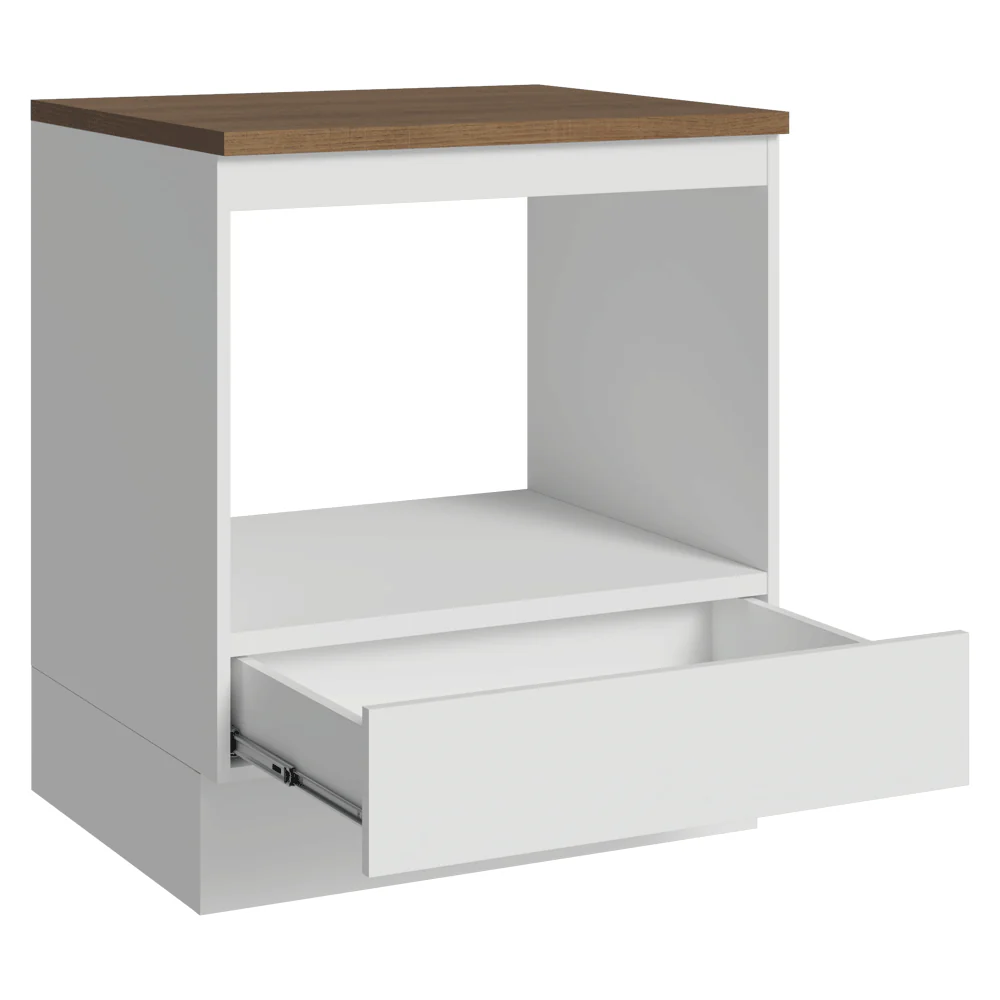 Balcão para Forno/Micro-ondas 70 cm 1 Gaveta Branco Tampo Rustic Madesa - Image 7