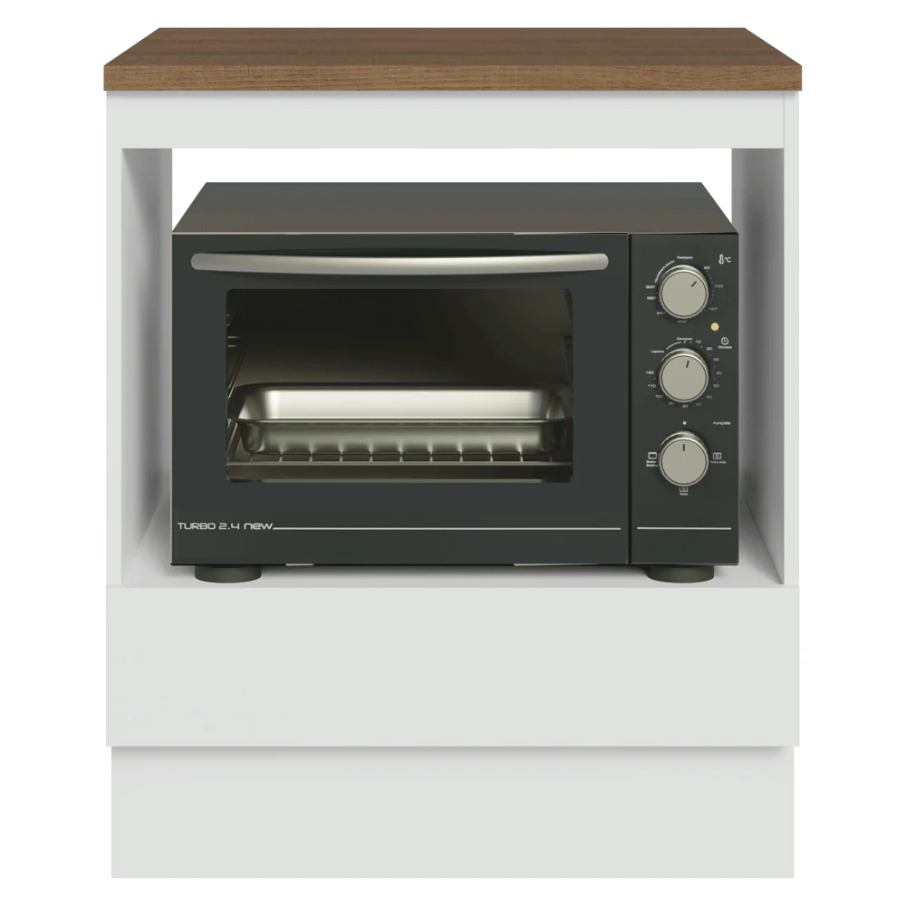 Balcão para Forno/Micro-ondas 70 cm 1 Gaveta Branco Tampo Rustic Madesa - Image 8