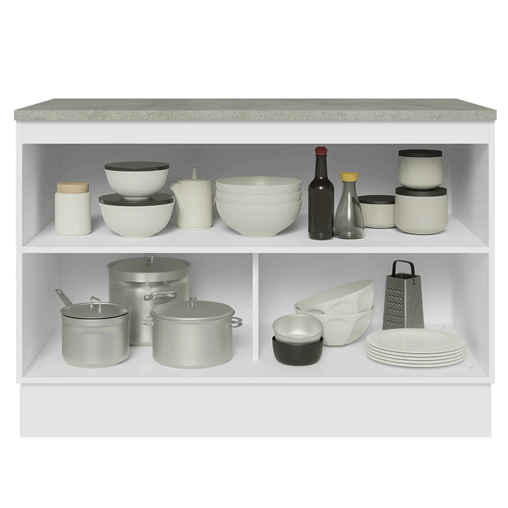 Balcão de Cozinha 120 x 60 cm 2 Portas (Com Tampo) Branco/Preto Lux Madesa - Image 4