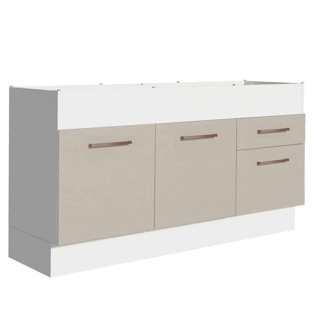 Balcão de Pia 150 cm 2 Portas e 2 Gavetas (Sem Tampo e Pia) Branco/Crema Agata Madesa