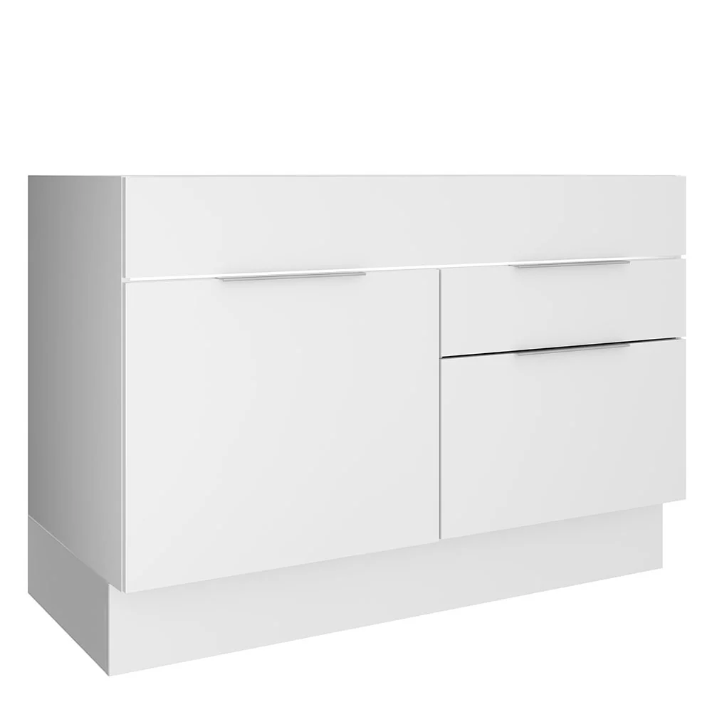 Balcão de Pia Cozinha 120 x 60 cm 1 Porta e 2 Gavetas (Sem Tampo) Branco Stella Madesa