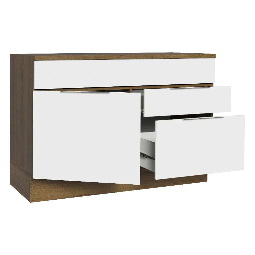 Balcão Cozinha 120 x 60 cm 1 Portas e 2 Gavetas (Com Tampo) Rustic/Branco Stella Madesa - Image 4