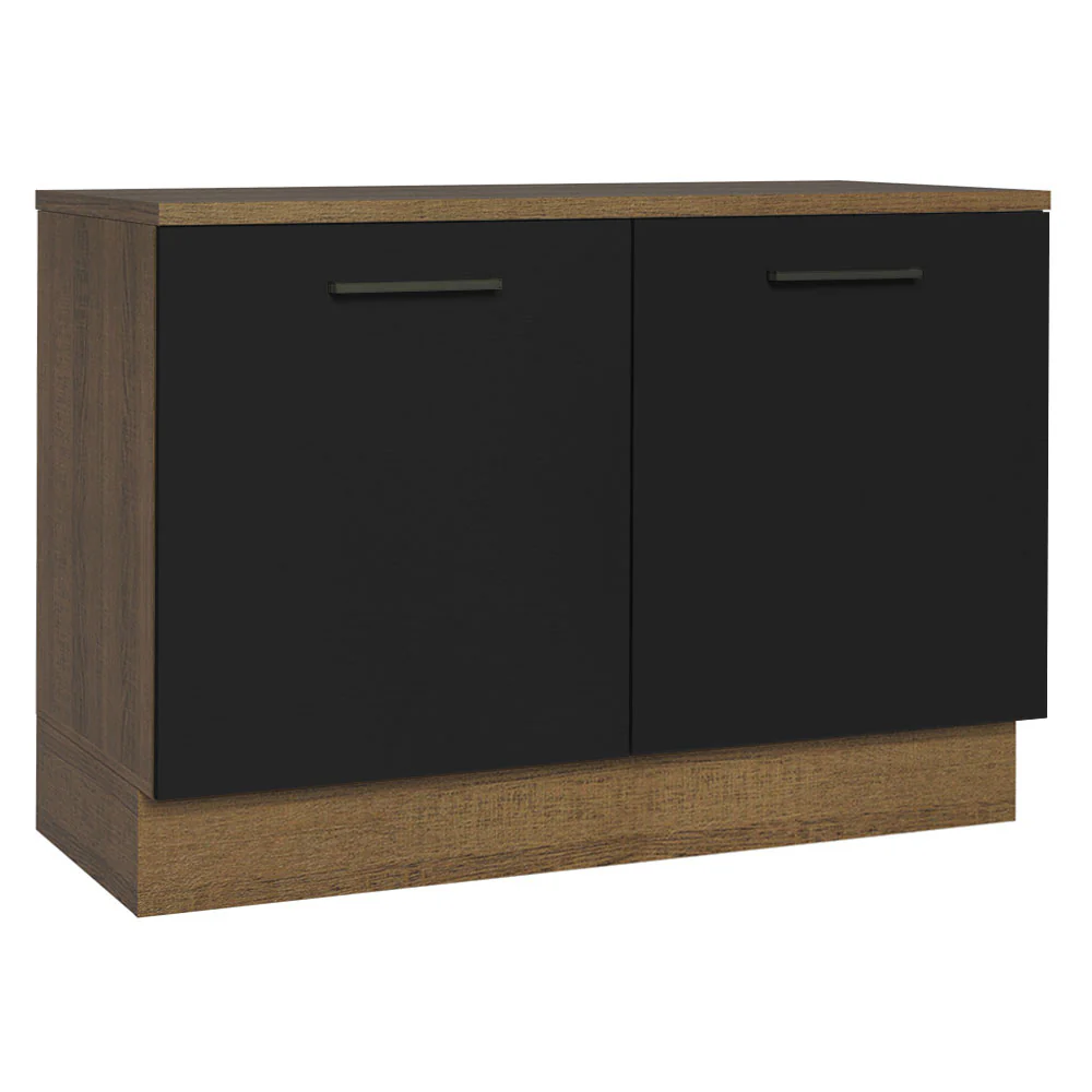 Balcão Cozinha 2 Portas (Com Tampo) Rustic/Preto Agata Madesa