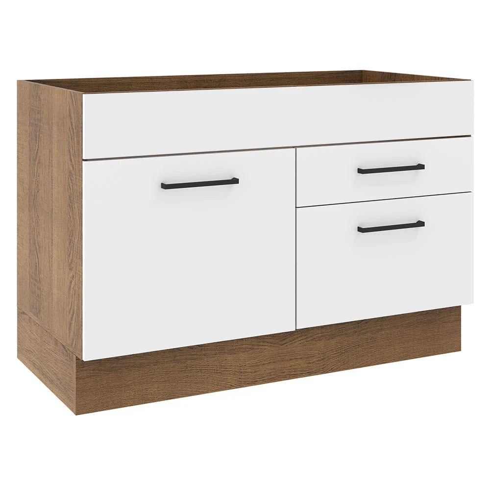 Balcão de Pia Madesa Agata 1 Porta e 2 Gavetas Rustic/Branco