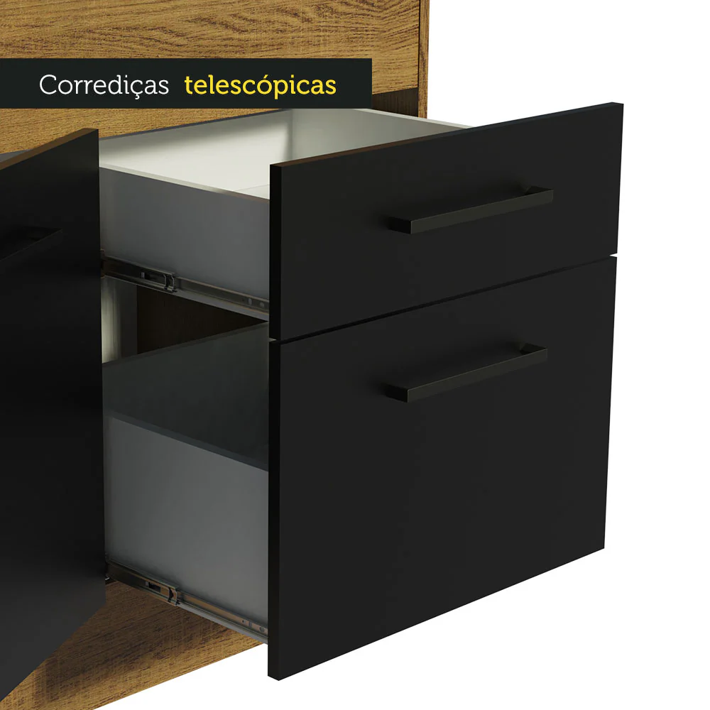 Balcão Madesa Agata 150 cm 2 Portas e 2 Gavetas (Com Tampo) Rustic/Preto - Image 6