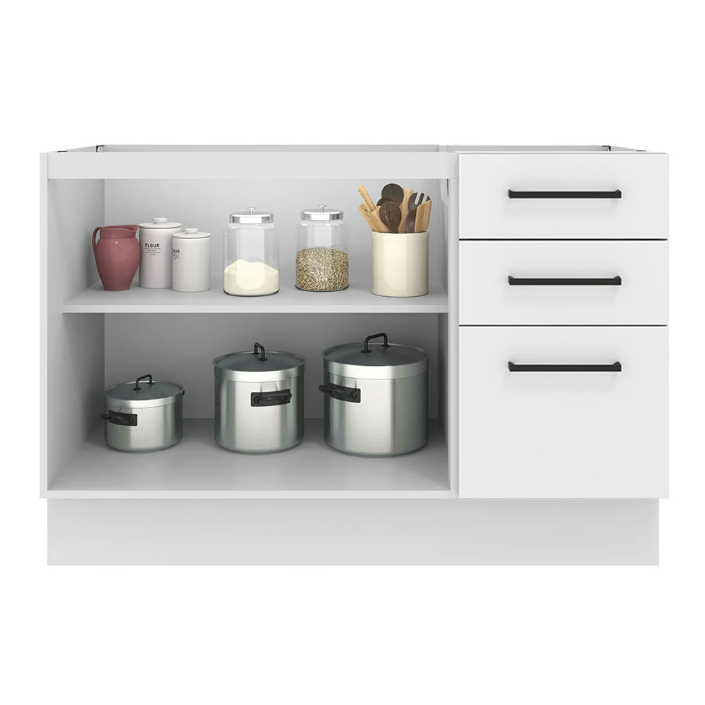 Balcão de Pia Madesa Agata 2 Portas e 3 Gavetas Branco - Image 3