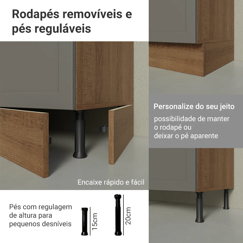 Balcão Porta-Temperos 20 cm 1 Porta Rustic/Cinza Vik Madesa - Image 8