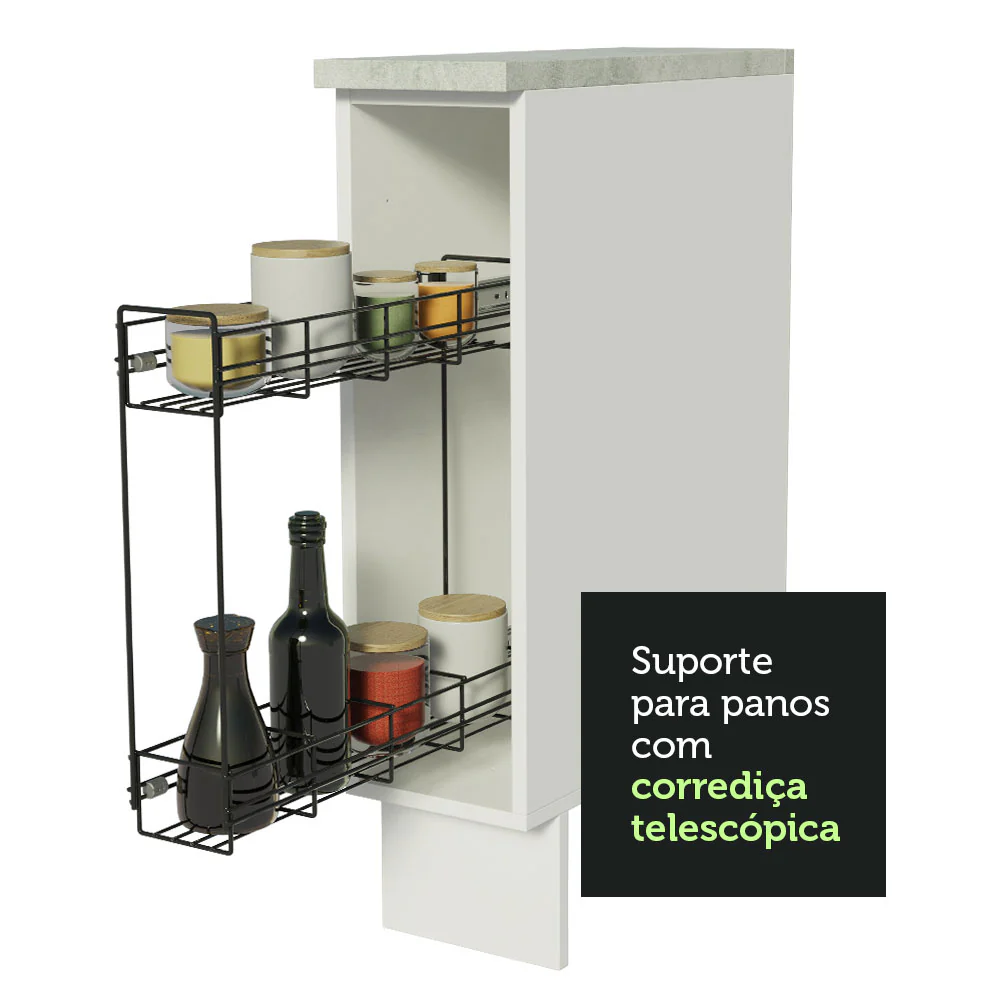 Balcão Porta-Temperos 20 cm (Com Tampo) para Cozinhas Branco Madesa - Image 5