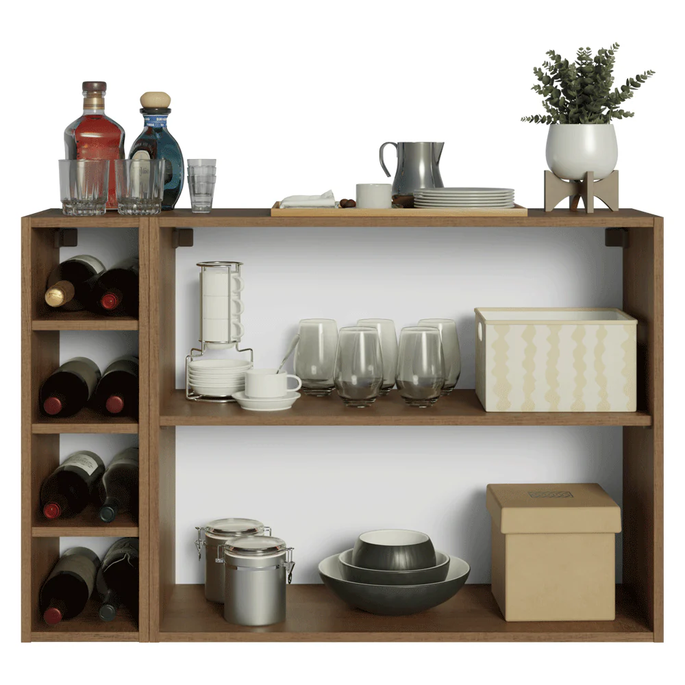 Buffet Aparador com Adega 100cm 2 Portas Rustic/Cinza Vik Madesa 16 - Image 4