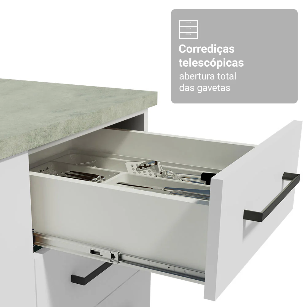 Conjunto Gabinete para Banheiro 120cm 3 Portas 3 Gavetas Branco Agata Madesa 01 - Image 6