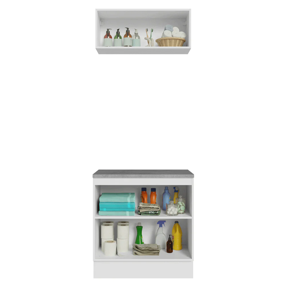 Conjunto Gabinete para Banheiro 80cm 3 Portas Branco/Verde Vik Madesa 02 - Image 5