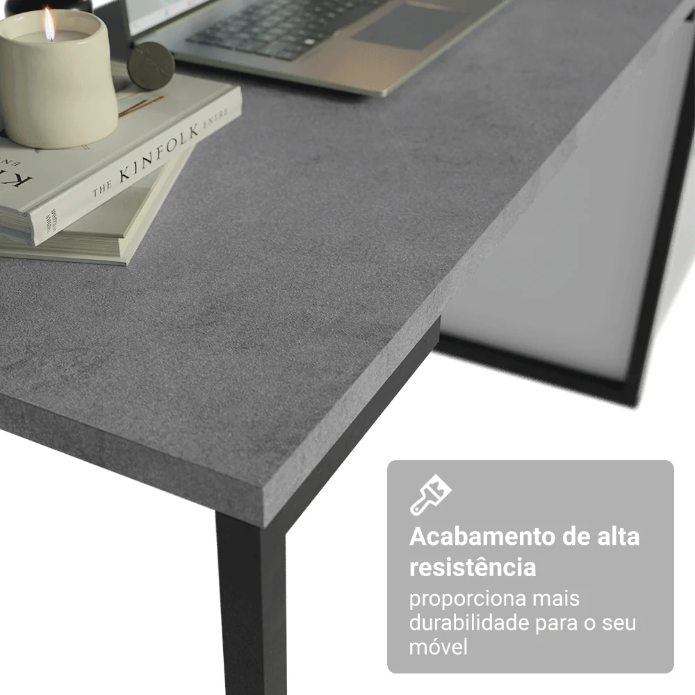 Conjunto Home Office 2 Armários Neo 1 Escrivaninha 2 Prateleiras Branco Madesa - Image 9