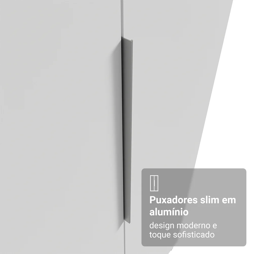 Conjunto Home Office 2 Armários Neo com Espelhos 1 Escrivaninha 2 Prateleiras Branco/Nero Madesa - Image 6