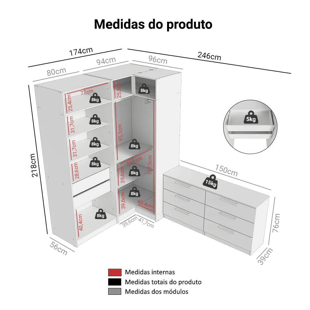 Conjunto Quarto com 2 Guarda-Roupas com Espelhos Neo 1 Cômoda/Móvel para TV Branco Madesa - Image 3