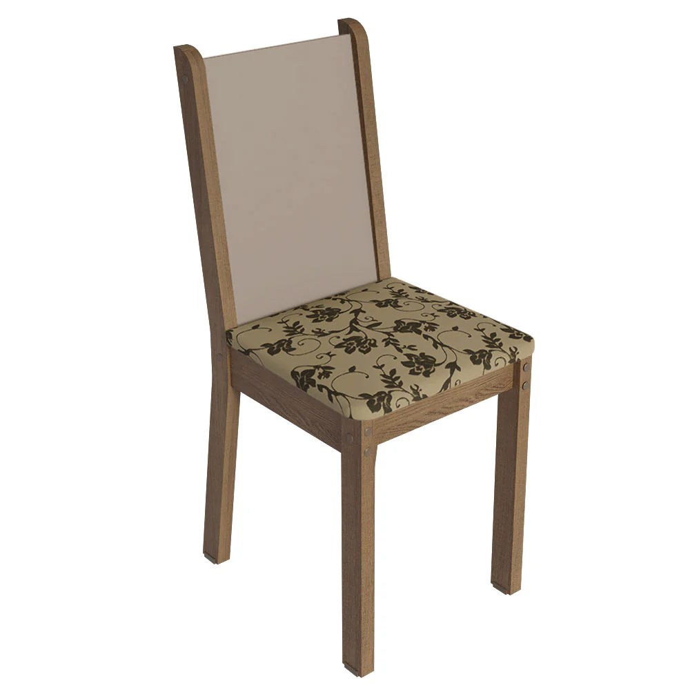 Conjunto Sala de Jantar Alva Mesa Tampo de Madeira 4 Cadeiras Rustic/Crema/Bege Marrom Madesa - Image 6