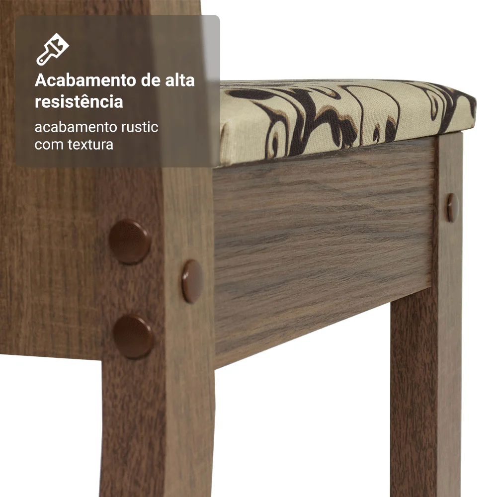 Conjunto Sala de Jantar Amora Mesa Tampo de Madeira 4 Cadeiras Rustic/Crema/Bege Marrom Madesa - Image 9