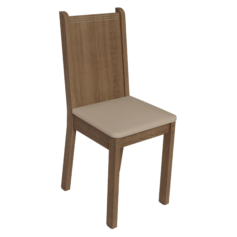 Conjunto Sala de Jantar Avelã Mesa Tampo de Vidro 4 Cadeiras Rustic/Crema/Sintético Bege Madesa - Image 6