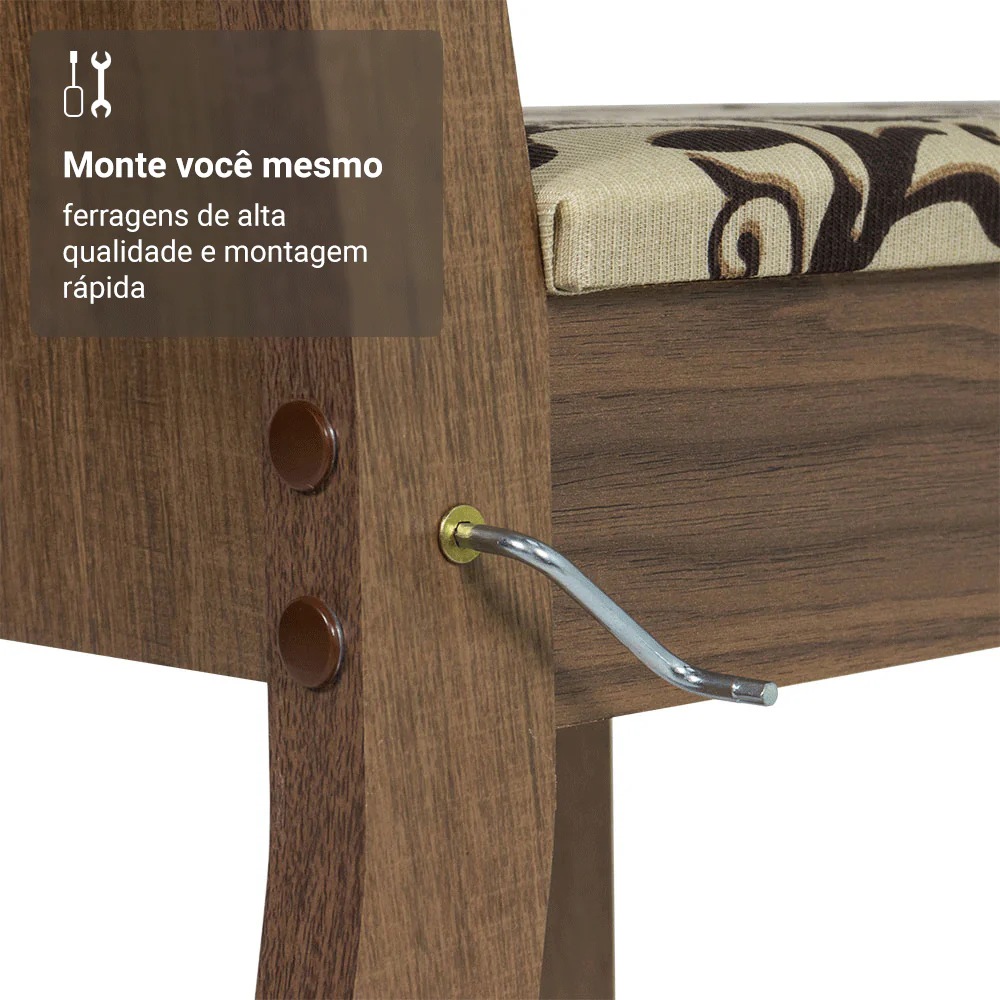 Conjunto Sala de Jantar Cereja Mesa Tampo de Vidro 6 Cadeiras Rustic/Crema/Bege Marrom Madesa - Image 8