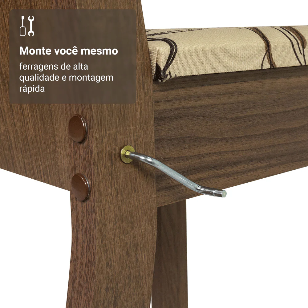 Conjunto Sala de Jantar Cereja Mesa Tampo de Vidro 6 Cadeiras Rustic/Crema/Lírio Bege Madesa - Image 8