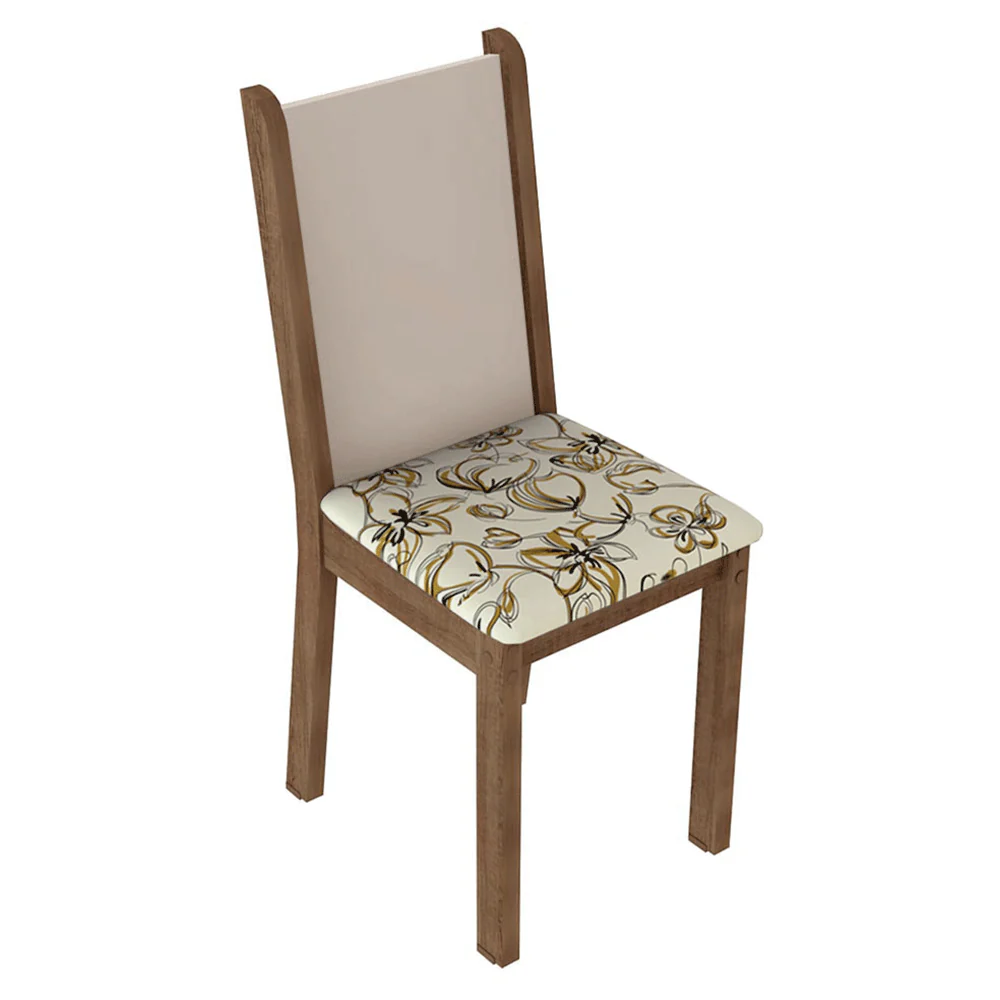 Conjunto Sala de Jantar Lucena Mesa Tampo de Madeira 6 Cadeiras Rustic/Crema/Lírio Bege Madesa - Image 6