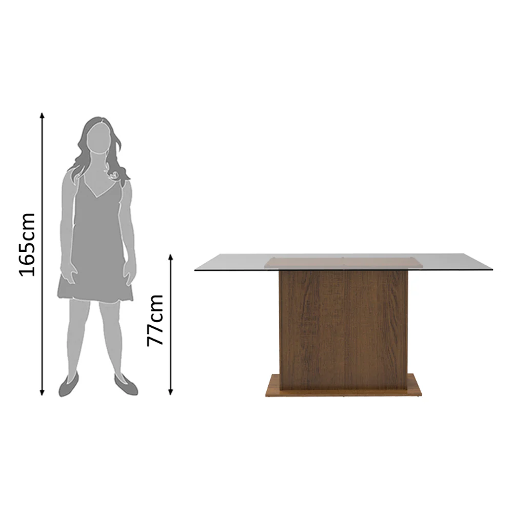 Conjunto Sala de Jantar Madesa Atlanta Mesa Tampo de Vidro com 6 Cadeiras Rustic/Preto/Sintético Preto - Image 10