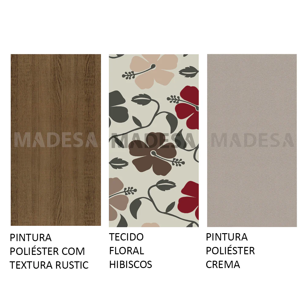 Conjunto Sala de Jantar Madesa Cíntia Mesa Tampo de Madeira com 4 Cadeiras Rustic/Crema/Hibiscos - Image 4