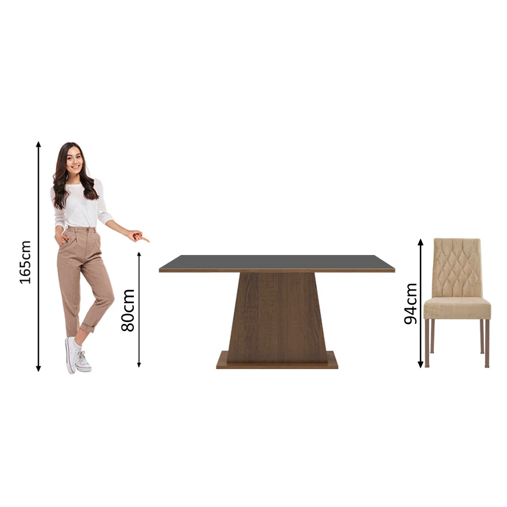 Conjunto Sala de Jantar Madesa Daniela Mesa Tampo de Madeira com 6 Cadeiras Rustic/Preto/Imperial - Image 8