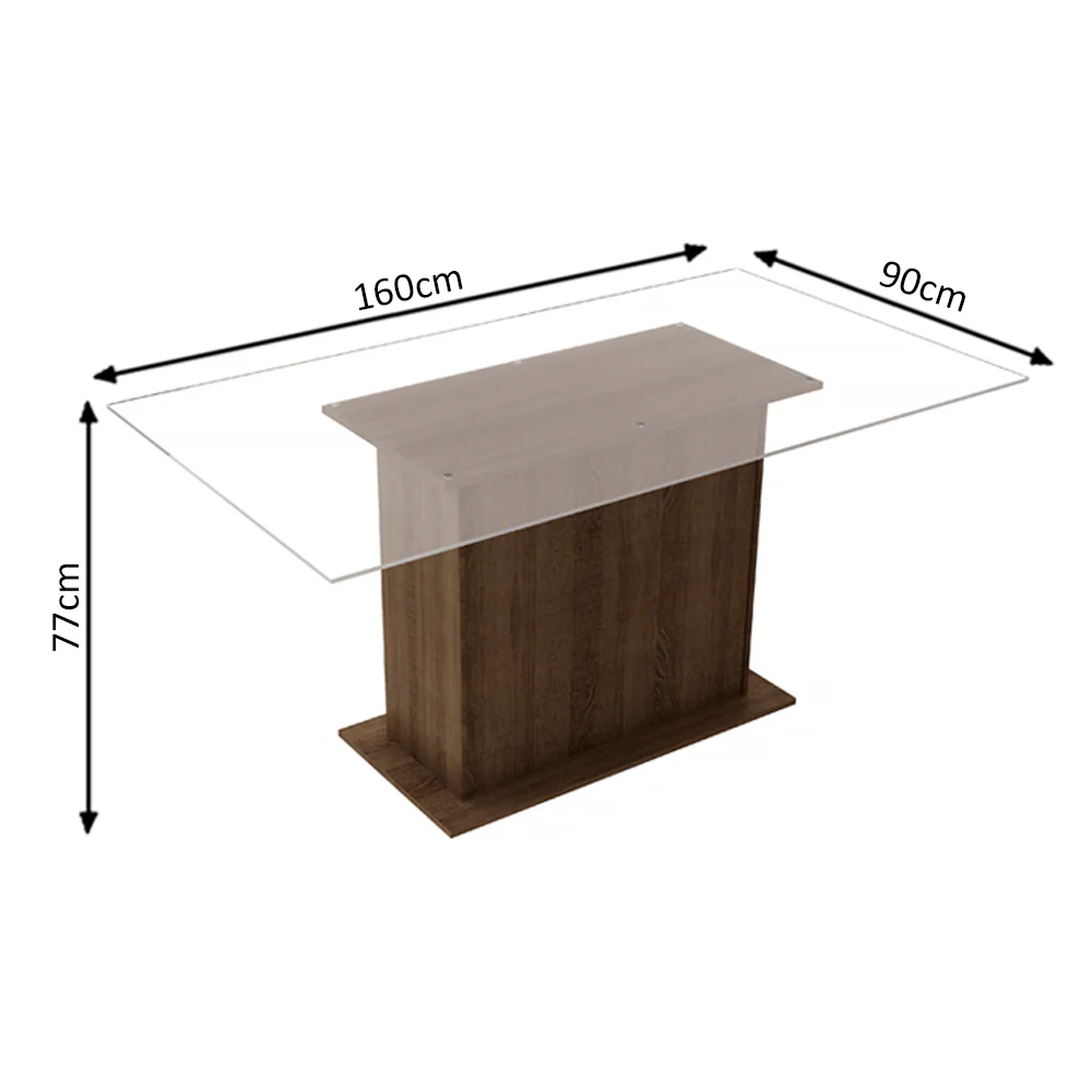 Conjunto Sala de Jantar Madesa Gales Mesa Tampo de Vidro com 6 Cadeiras Rustic/Bege Marrom - Image 4