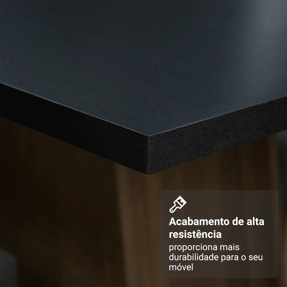 Conjunto Sala de Jantar Mesa Tampo de Madeira com 4 Cadeiras Preto/Rustic Madesa Havana - Image 5